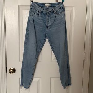 High rise distressed jeans